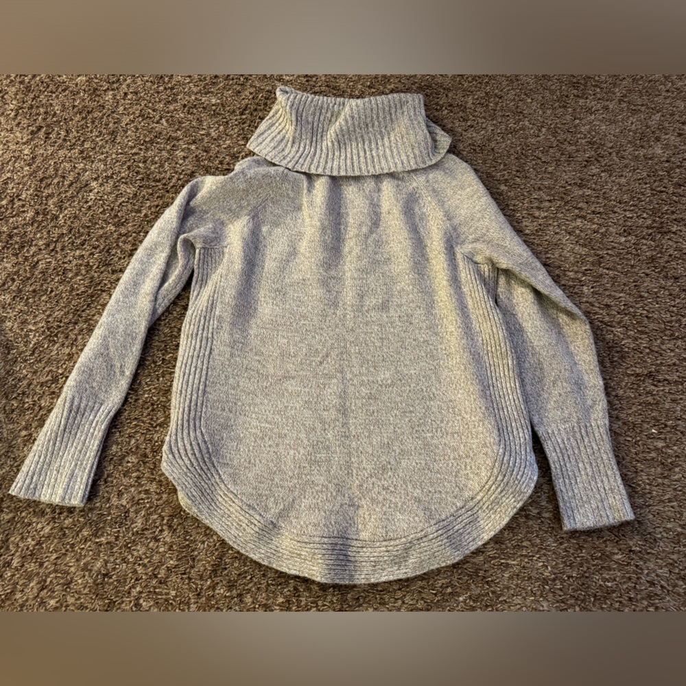 New York and company, gray and gold shimmer, cowl sweater with zipper detail